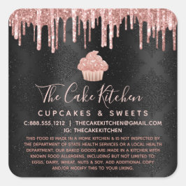 Juridiskt Rosa Guld Cupcake Glitterdroppar på Svar Fyrkantigt Klistermärke