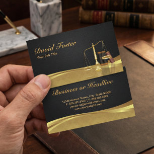 Jurist Advokat Rättvisa Elegant Svart Guld Damask Visitkort