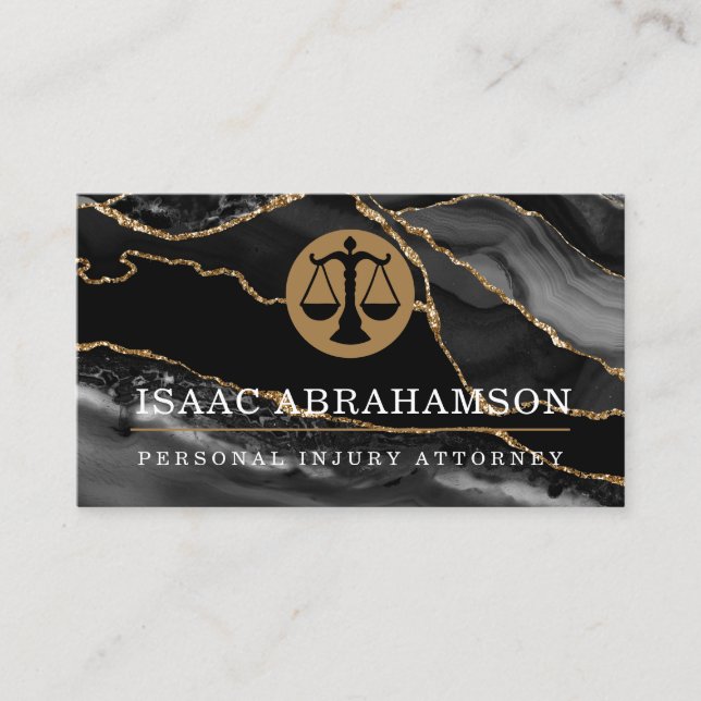 Jurist Advokat Svart Agat  Visitkort (Framsida)