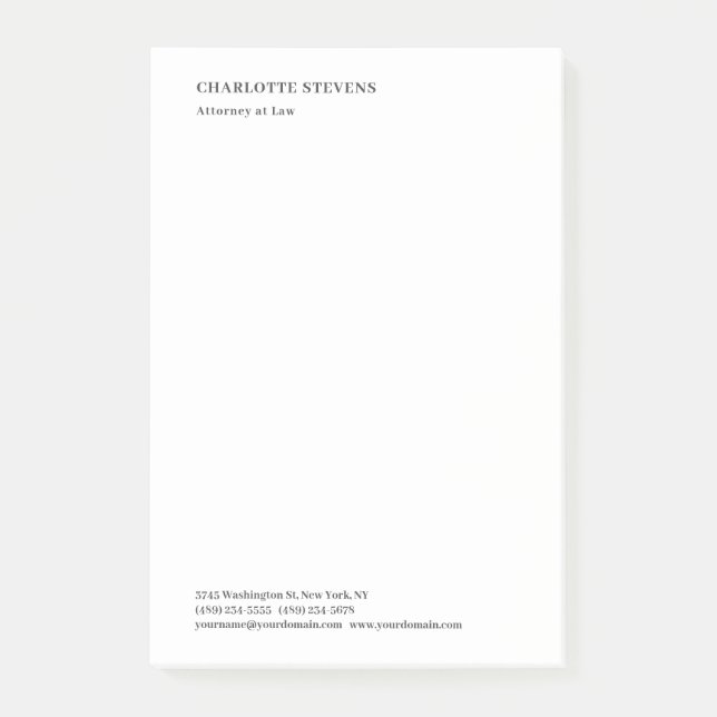 Jurist Modern Minimalistisk Elegant Enkel Post-it Block (Framsida)