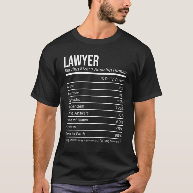 jurist Nutritional Values Nutrition Facts T Shirt (Framsida)