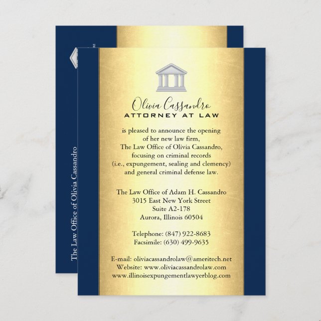 Juristbyråns annoppskort - Merlotröd Meddelande Vykort (Fram/baksida)