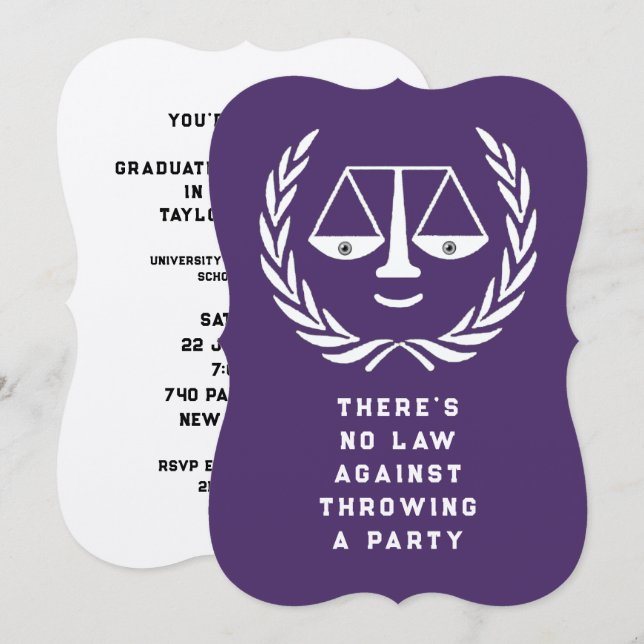 Juristexamen Invitationer till fest Inbjudningar (Fram/baksida)