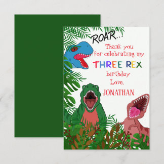 Jurrasic Three Rex 3-årsdag Barn Tack Kort