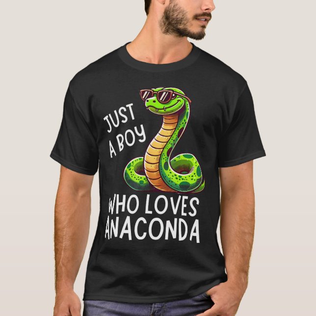 Just A Boy Who Loves Anaconda Cool Snake Lover Des T Shirt (Framsida)