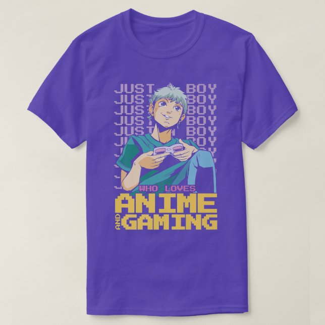 Just A Boy Who Loves Anime And Gaming Gamer Premiu T Shirt (Design framsida)