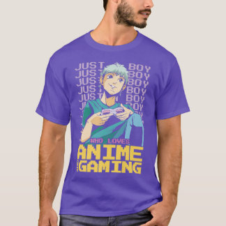 Just A Boy Who Loves Anime And Gaming Gamer Premiu T Shirt