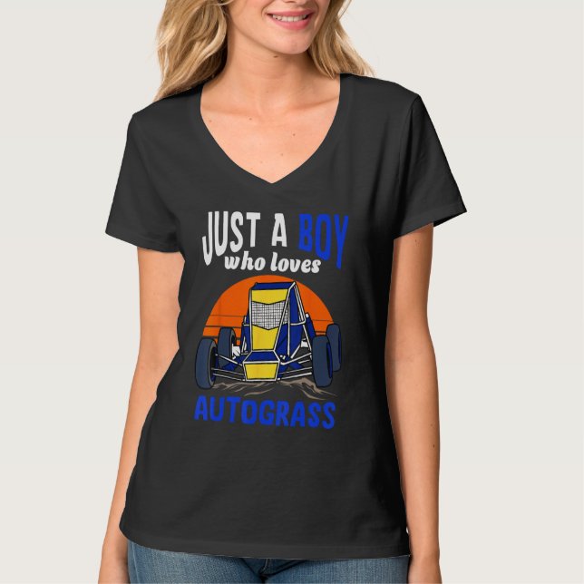Just A Boy Who Loves Autograss Retro 1 T Shirt (Framsida)