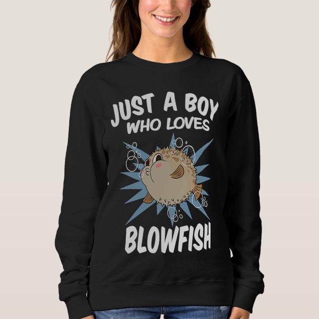 Just A Boy Who Loves Blowfish  Funny Blowfish T Shirt (Framsida)