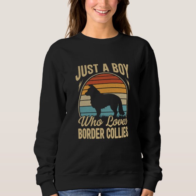 Just A Boy Who Loves Border Collies Dogs T Shirt (Framsida)