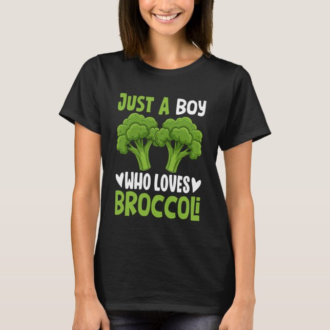Just A Boy Who Loves Broccoli Funny Vegan Broccoli T Shirt (Framsida)