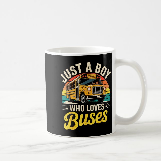 Just A Boy Who Loves Buses School Bus Driver Costu Kaffemugg (Höger)