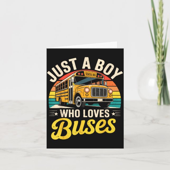 Just A Boy Who Loves Buses School Bus Driver Costu Kort (Framsida)
