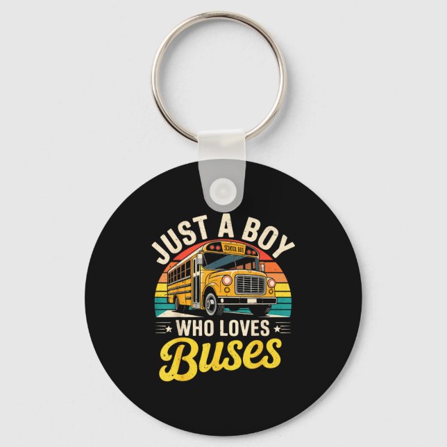 Just A Boy Who Loves Buses School Bus Driver Costu Nyckelring (Framsida)