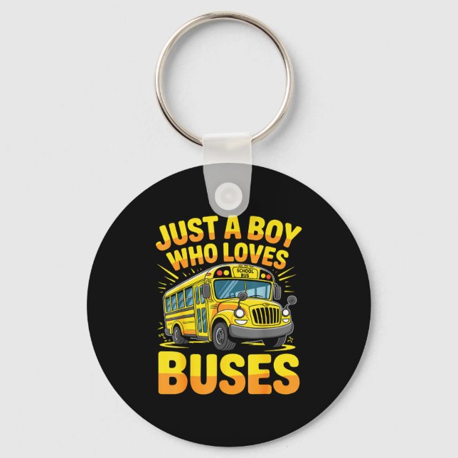 Just A Boy Who Loves Buses School Bus  Nyckelring (Framsida)