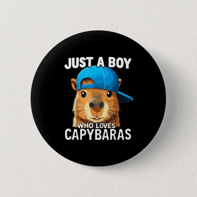 Just A Boy Who Loves Capybaras  Knapp (Framsida)