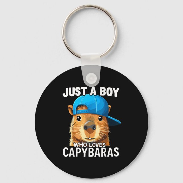 Just A Boy Who Loves Capybaras  Nyckelring (Framsida)