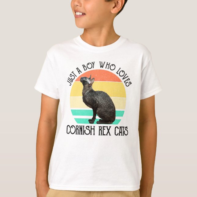 Just A Boy Who Loves Cornish Rex Cats T Shirt (Framsida)