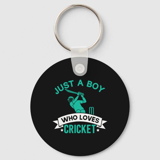 Just A Boy Who Loves Cricket Player Funny Cricket  Nyckelring (Framsida)