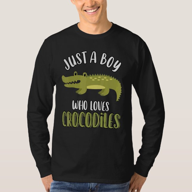 Just A Boy Who Loves Crocodiles   Cute Crocodile   T Shirt (Framsida)