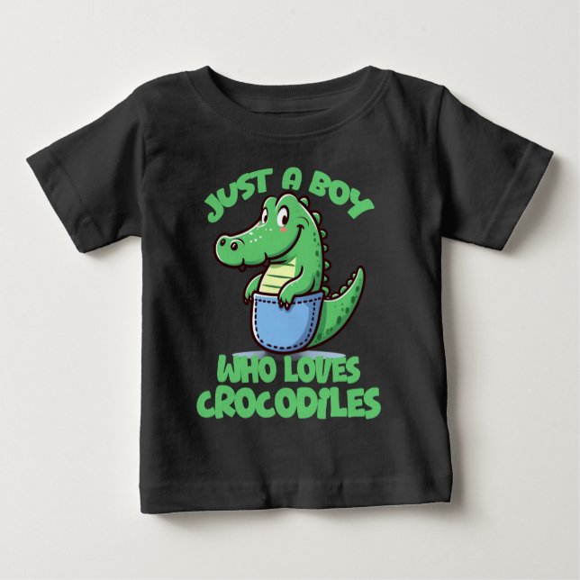 Just A Boy Who Loves Crocodiles T Shirt (Framsida)