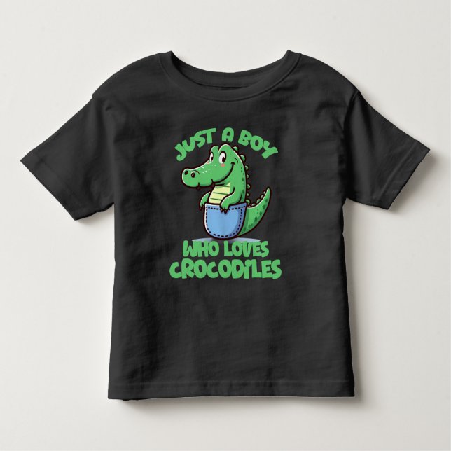 Just A Boy Who Loves Crocodiles T Shirt (Framsida)