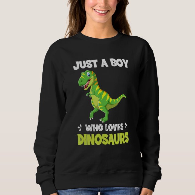 Just A Boy Who Loves Dinosaurs Rawr Rex Dinosaur T Shirt (Framsida)