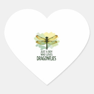 Just a Boy who loves Dragonflies. Dragonflies Drag Hjärtformat Klistermärke