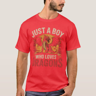 Just a Boy Who Loves Dragons Cool Medieval Dragon  T Shirt