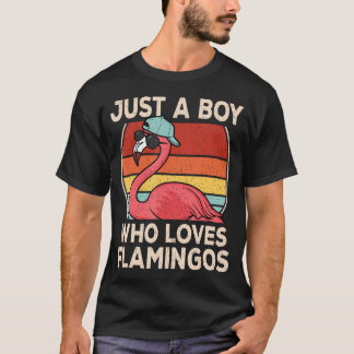 Just A Boy Who Loves Flamingos Retro Flamingo Love T Shirt