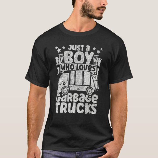 Just A Boy Who Loves Garbage Trucks for Toddler Bo T Shirt (Framsida)