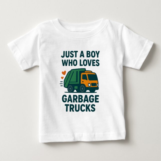 Just a Boy Who Loves Garbage Trucks Kids           T Shirt (Framsida)