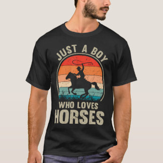 Just A Boy Who Loves Horses Vintage Horse Riding L T Shirt