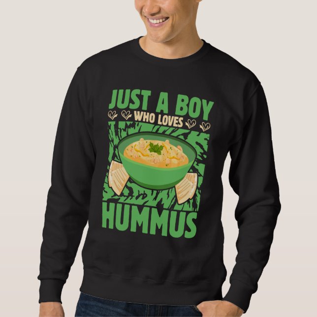 Just a Boy who loves Hummus Saying Lång Ärmad Tröja (Framsida)