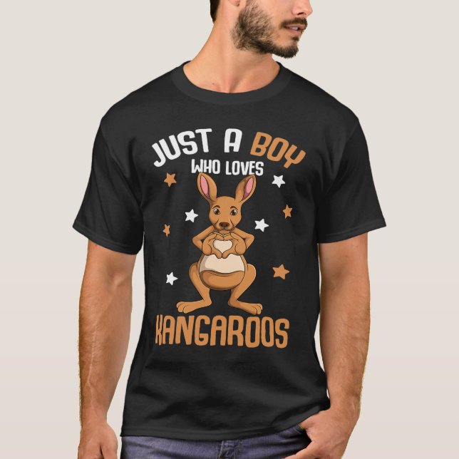 Just a Boy who loves Kangaroos Kids Boys Kangaroo T Shirt (Framsida)