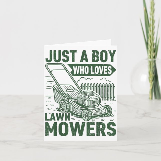 Just A Boy Who Loves Lawn Mowers Lawn Garden  Kort (Framsida)