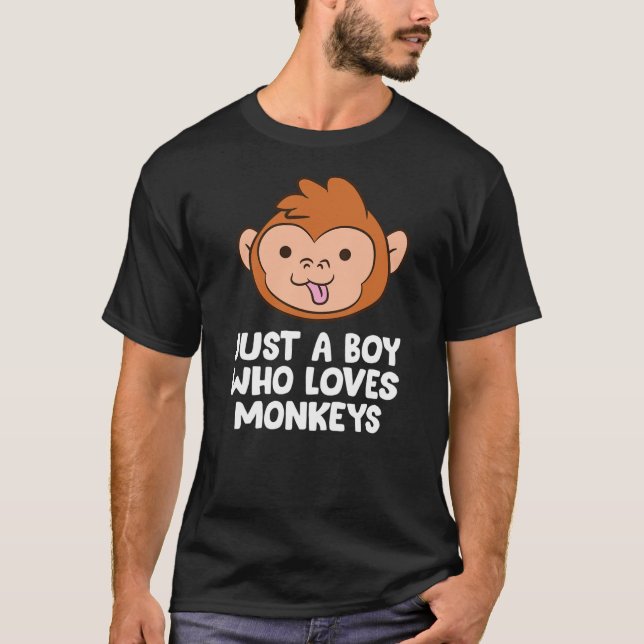 Just a Boy Who Loves Monkeys Cute Monkey T Shirt (Framsida)