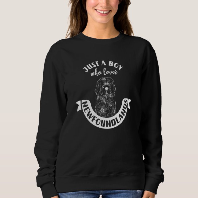 Just a Boy Who Loves Newfoundlands Newfie Dog T Shirt (Framsida)
