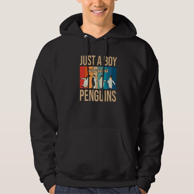 Just A Boy Who Loves Penguins Hoodie (Framsida)