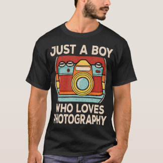 Just A Boy Who Loves Photography Retro Camera Love T Shirt