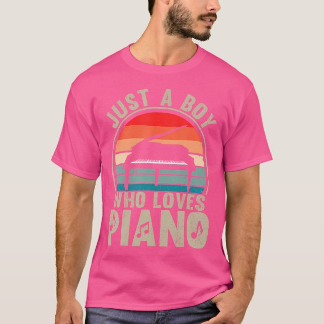 Just A Boy Who Loves Piano Recto Pianist T Shirt (Framsida)