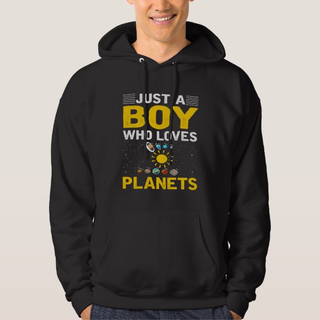 Just A Boy Who Loves Planets I Astronomy Hoodie (Framsida)