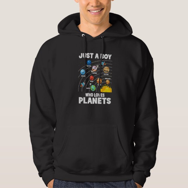 Just A Boy Who Loves Planets Solar System Astrolog Hoodie (Framsida)