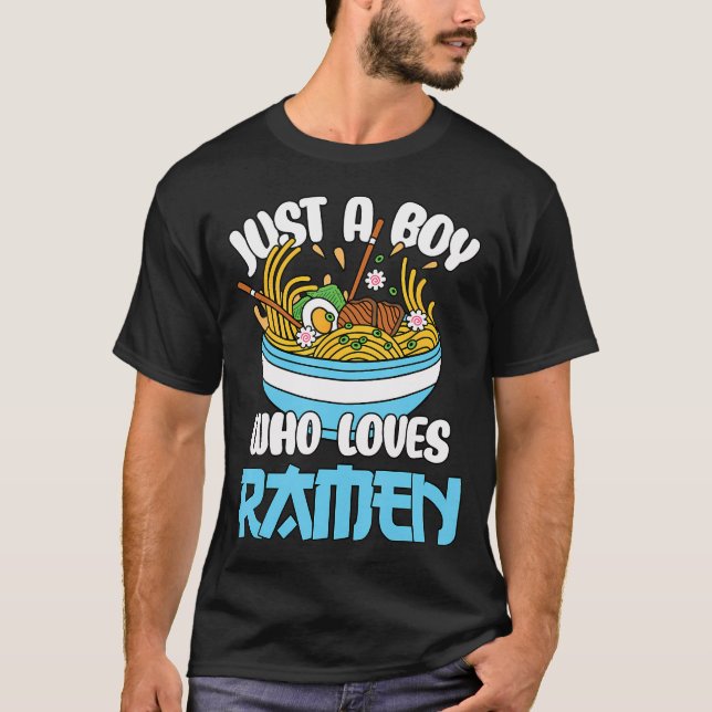 Just A Boy Who Loves Ramen Japanese Noodles Boys K T Shirt (Framsida)