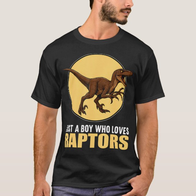 Just A Boy Who Loves Raptors Raptor T Shirt (Framsida)