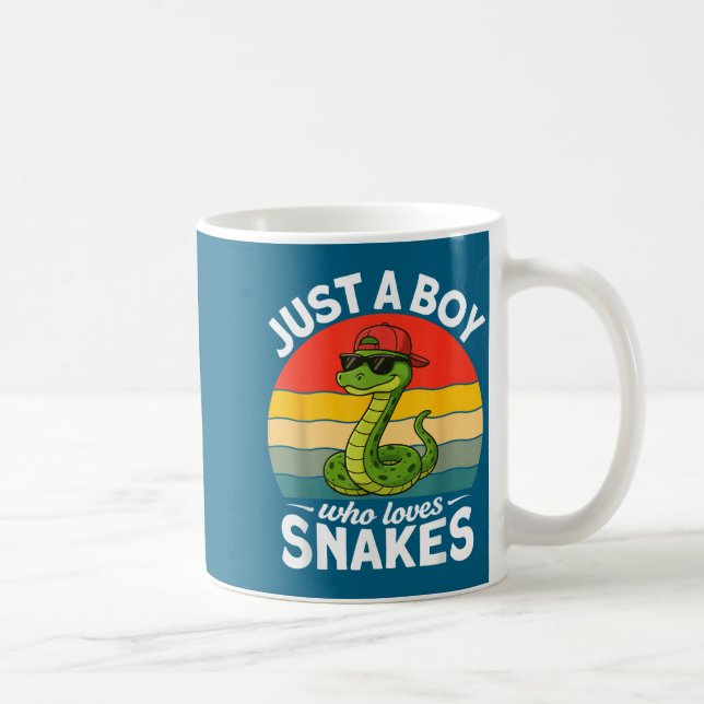 Just A Boy Who Loves Snakes Funny Snake Reptile Ki Kaffemugg (Höger)