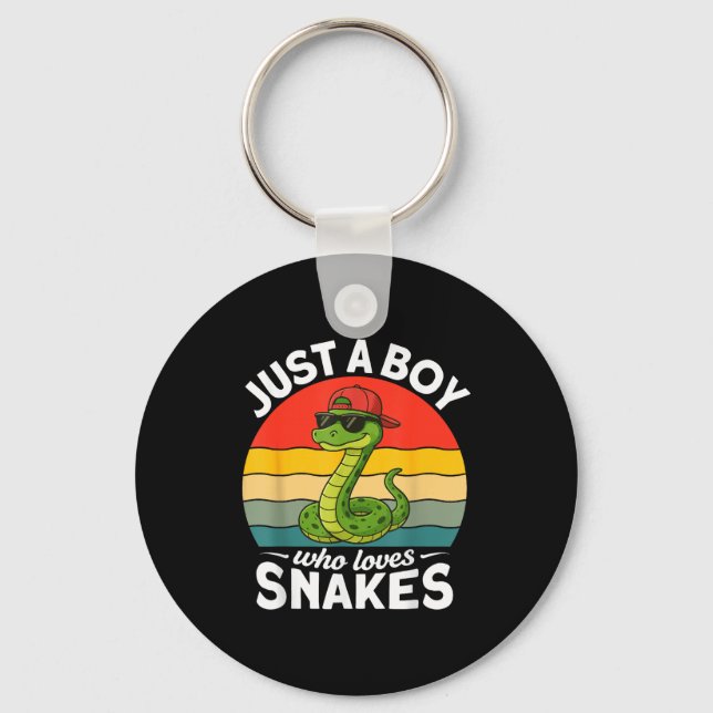 Just A Boy Who Loves Snakes Funny Snake Reptile Ki Nyckelring (Framsida)
