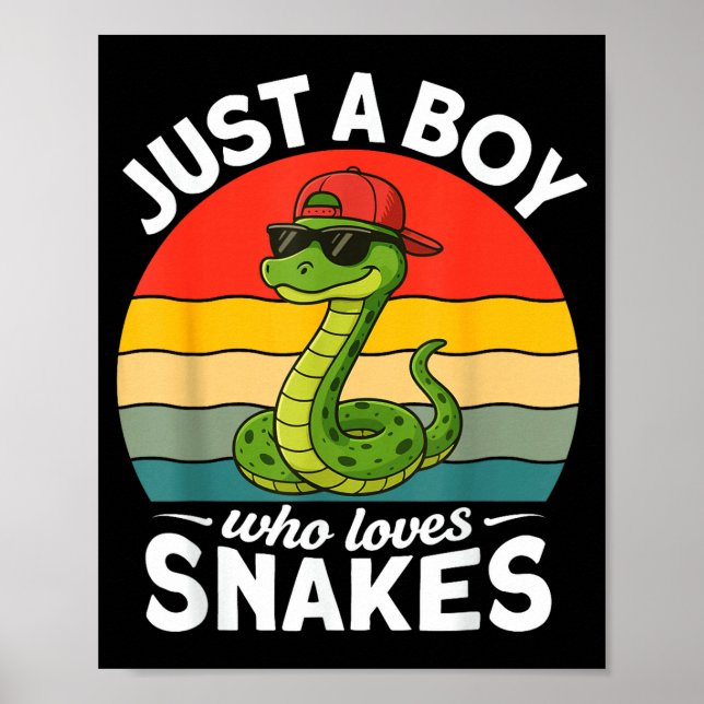 Just A Boy Who Loves Snakes Funny Snake Reptile Ki Poster (Framsidan)