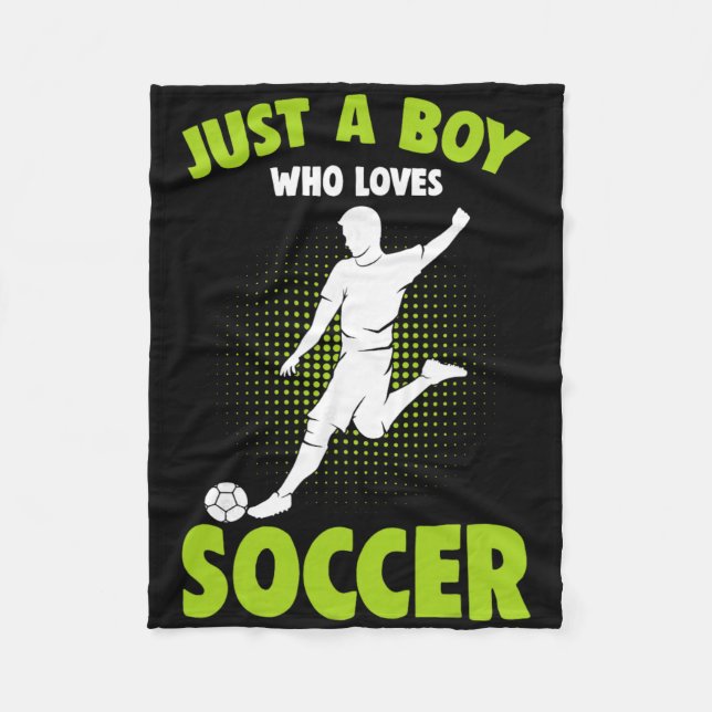 Just A Boy Who Loves Soccer Player Kids Boys  Fleecefilt (Framsidan)
