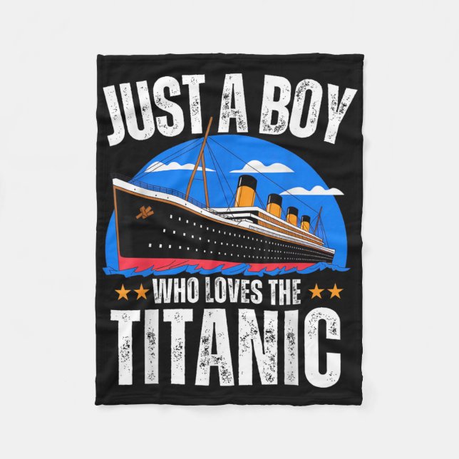 Just A Boy Who Loves The Rms Titanic Boat Titanic  Fleecefilt (Framsidan)